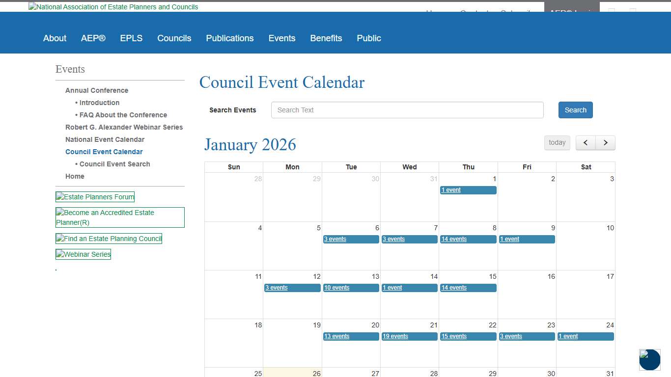 Council Events Calendar - NAEPC